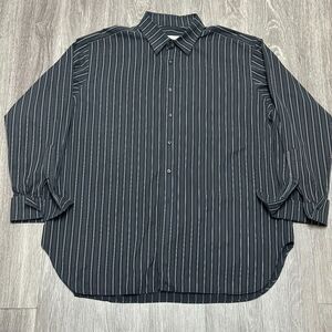 Robert Talbot Protocol Button Down Shirt Mens 18.5 Long Black Big Stripes Poland